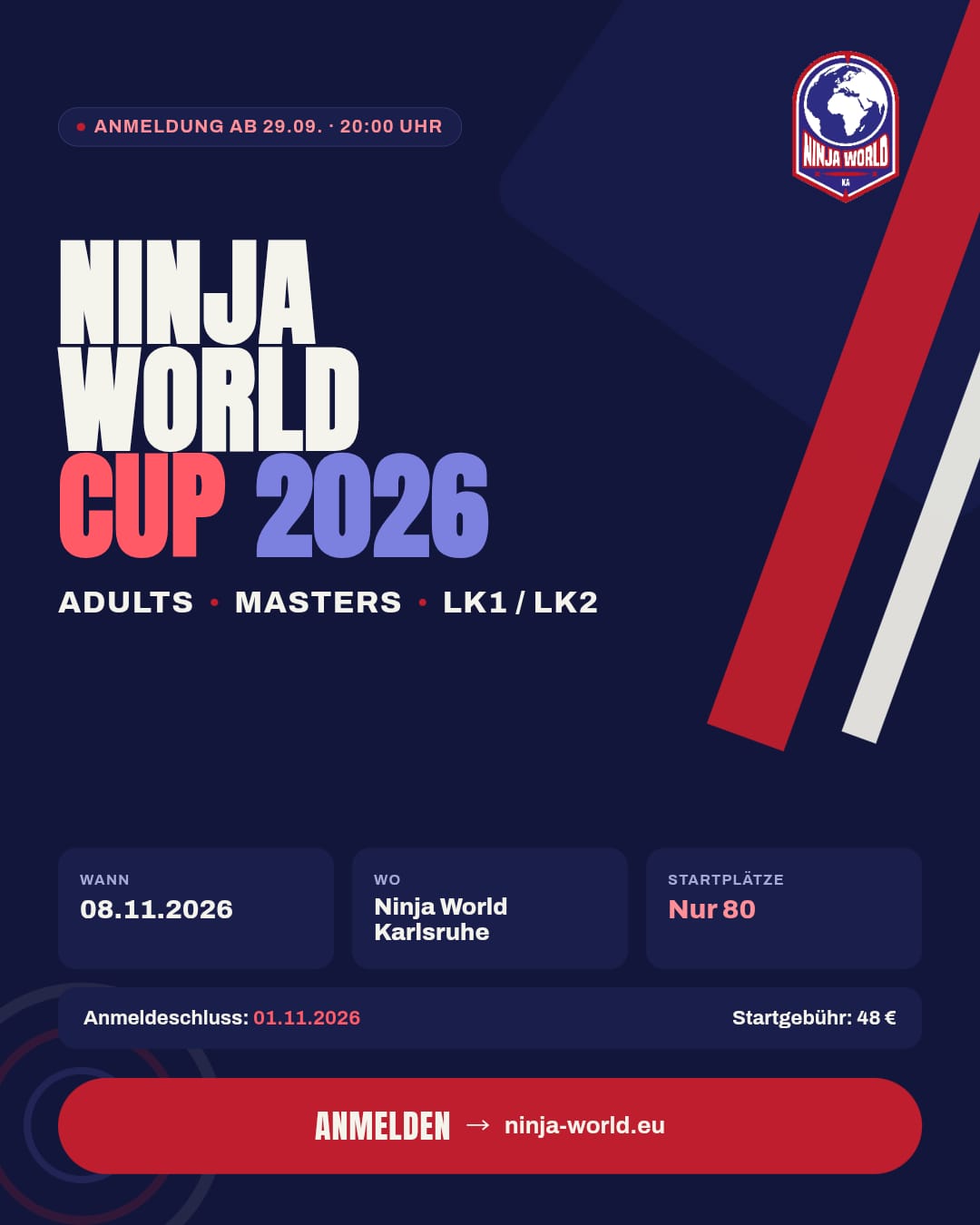 Ninja World Cup 2026 – Anmeldung ab 29.09. um 20:00 Uhr